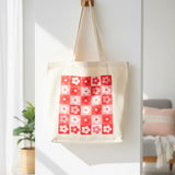 Wrapzy Checkerboard Daisy Tote Bag - Wrapzy