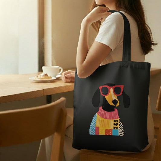 WRAPZY Black Canvas Tote Bag ? Handbags for Women | Large Printed Cotton Tote Bag for Shopping, College & Office | Reusable Everyday Carry Handbag (16 x 14 Inch) (PRINT2, One Size)