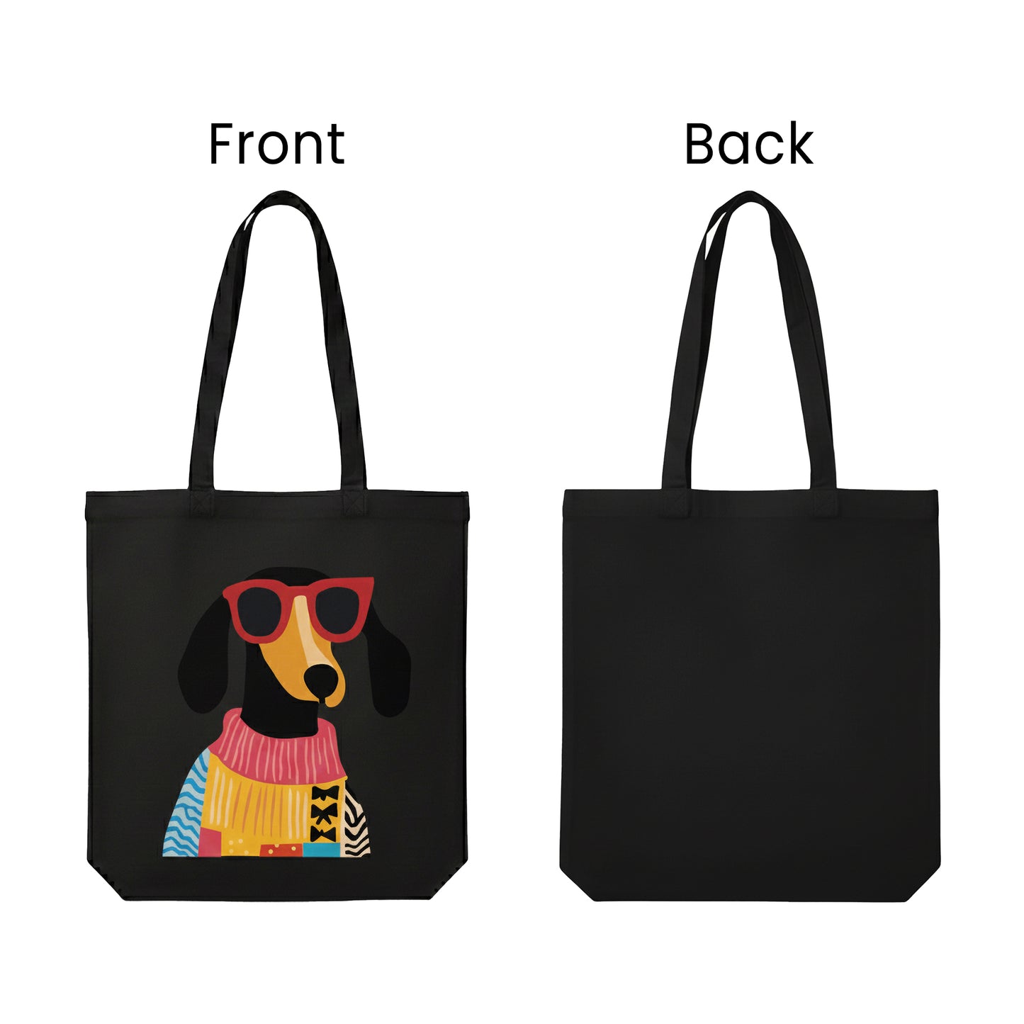 WRAPZY Black Canvas Tote Bag ? Handbags for Women | Large Printed Cotton Tote Bag for Shopping, College & Office | Reusable Everyday Carry Handbag (16 x 14 Inch) (PRINT2, One Size)