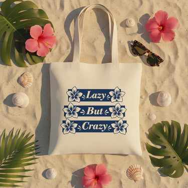 Wrapzy Lazy But Crazy Canvas Tote Bag - Wrapzy