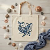Wrapzy Floral Whale Tote Bag - Wrapzy