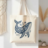 Wrapzy Floral Whale Tote Bag - Wrapzy