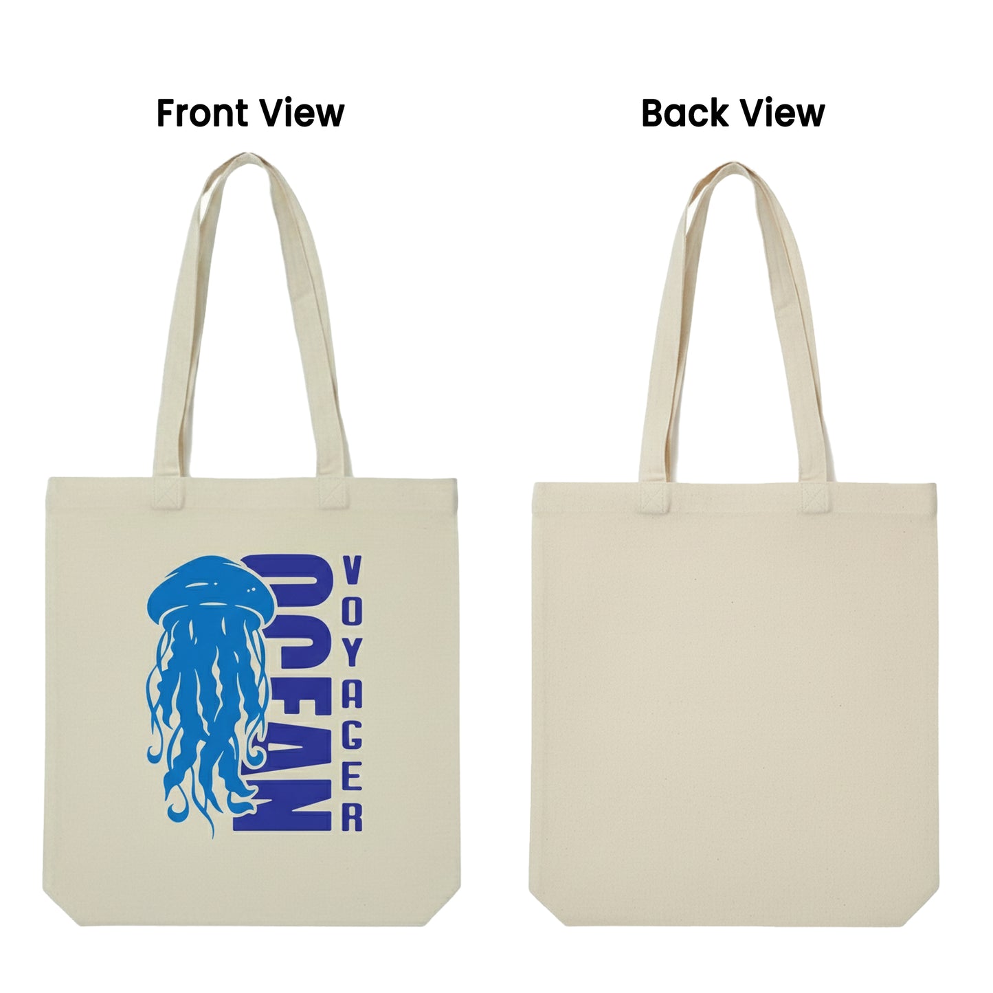 WRAPZY Premium Canvas Tote Bag for Women|Eco-Friendly, Reusable Tote Bag|Handbag for Women| Durable Shoulder Bag for Grocery, Travel, Work, School & Everyday Use | 16x14? (OCEAN-3, One Size)