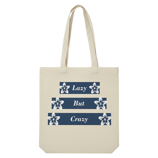 WRAPZY Premium Canvas Tote Bag for Women|Eco-Friendly, Reusable Tote Bag|Handbag for Women| Durable Shoulder Bag for Grocery, Travel, Work, School & Everyday Use | 16x14? (Lazy But Crazy, One