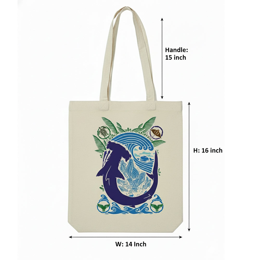 WRAPZY Premium Canvas Tote Bag for Women|Eco-Friendly, Reusable Tote Bag|Handbag for Women| Durable Shoulder Bag for Grocery, Travel, Work, School & Everyday Use | 16x14? (FISH, One Size)