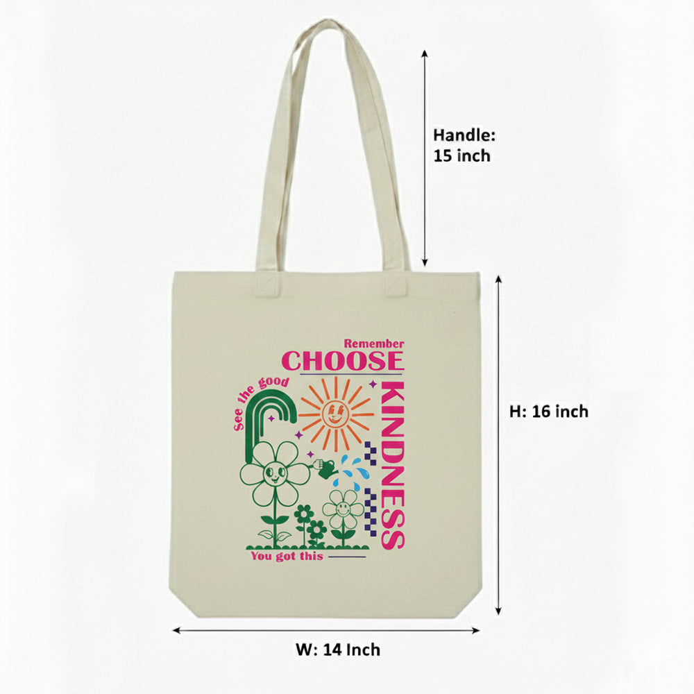 WRAPZY Premium Canvas Tote Bag for Women|Eco-Friendly, Reusable Tote Bag|Handbag for Women| Durable Shoulder Bag for Grocery, Travel, Work, School & Everyday Use | 16x14? (KIDNESS, One Size)