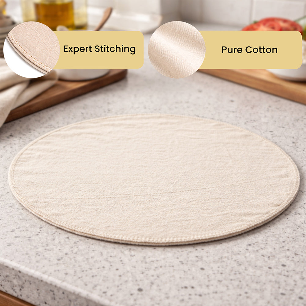 Wrapzy Muslin Idli Cloth ? Unbleached Pure Cotton Idli Steamer Cloth | Reusable Idli Stand Cover | Non-Stick Idli Maker Plate Liner for Soft Idlis, Modak & Momos - 40 cm (Pack of 6, Round)