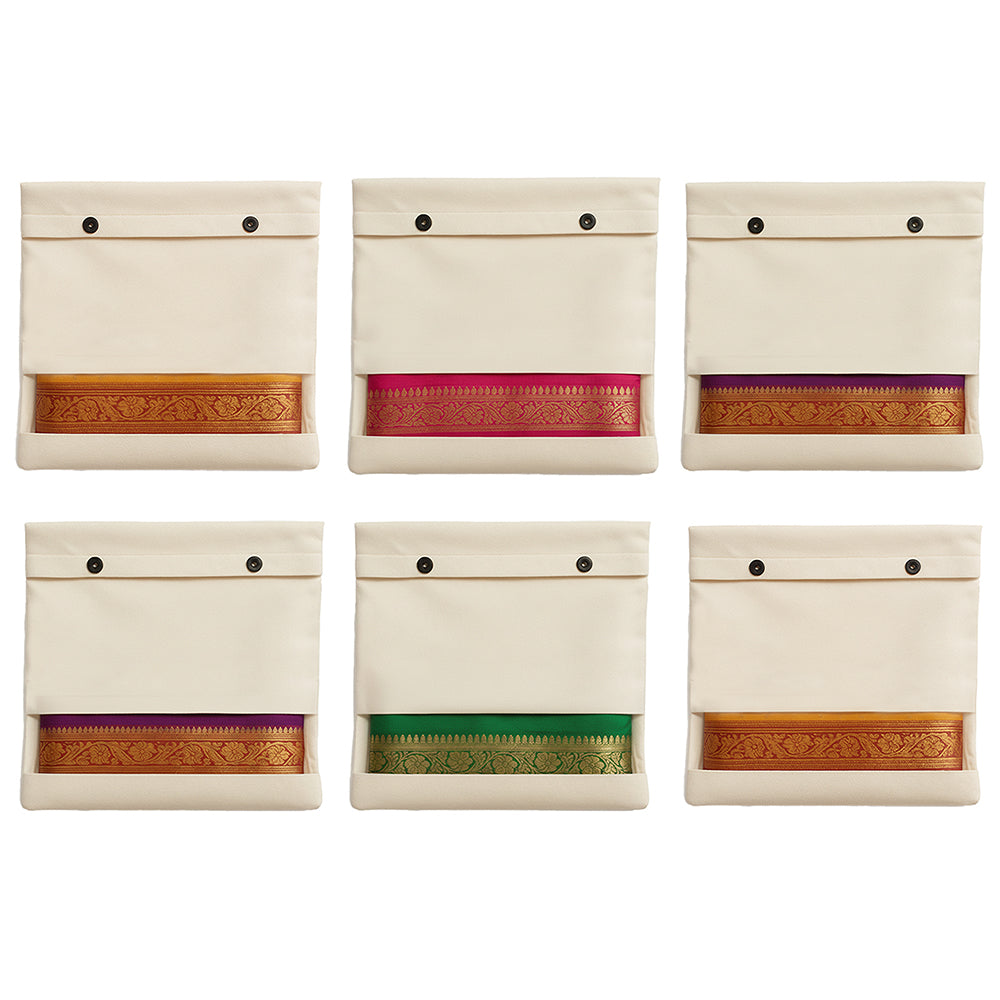 Wrapzy 100% Pure Cotton Saree Cover with Button Closure |Pack of 24 16"x14"Saree Organizer Bags |Moisture Resistant Cloth Storage Bags for Sarees, Dupattas & Lehengas | Eco-Friendly Wardrobe