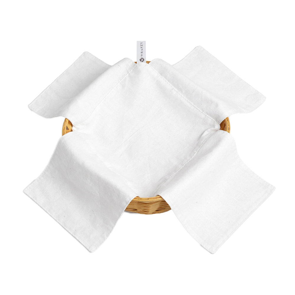 WRAPZY Double Layer Roti Cover | 100% Cotton 4-Flap Chapati Cloth (White) | Reusable, Washable Roti Rumal for Tiffin & Hot Case (Pack of:4)