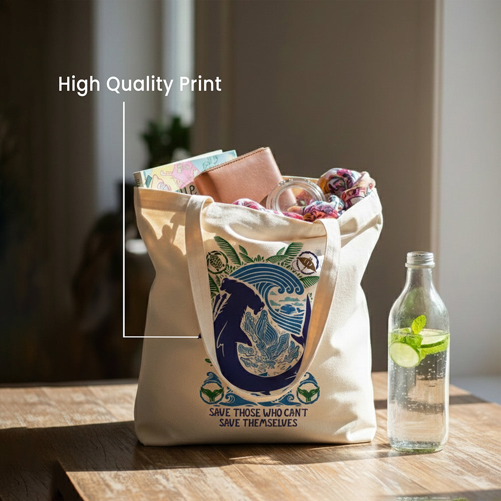 WRAPZY Premium Canvas Tote Bag for Women|Eco-Friendly, Reusable Tote Bag|Handbag for Women| Durable Shoulder Bag for Grocery, Travel, Work, School & Everyday Use | 16x14? (FISH, One Size)