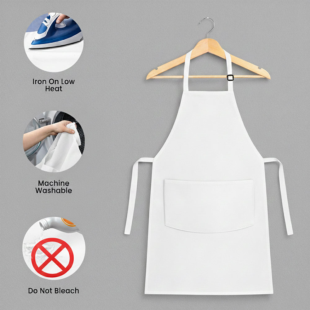 WRAPZY - Waterproof Unisex Solid Kitchen Apron for Men & Women with Adjustable Neck Strap - Apron for Chef - Cooking Apron for Men - Waterproof Apron - Kitchen Dress for Women - Pack of 2 (White)