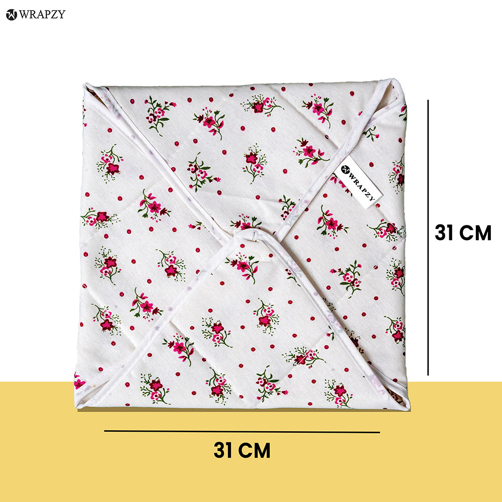 WRAPZY Roti Rumal Cotton Chapati Cover Set of 8 | 100% Cotton Roti Rumaal | Reusable Flatbread Food Cover for Roti, Chapati & Paratha