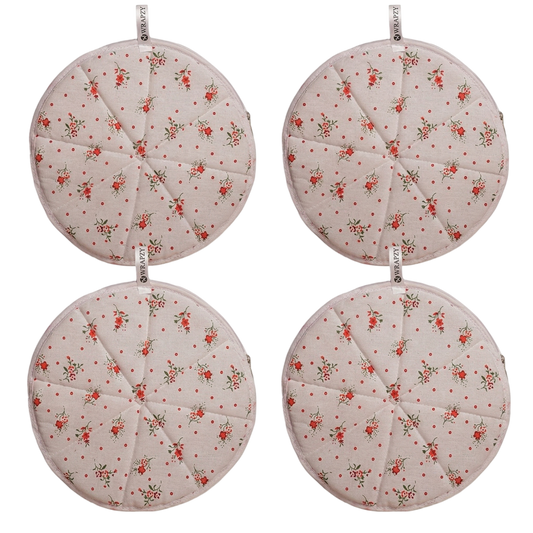 WRAPZY Cotton Roti Cover with Zip | Round Roti Cloth for Keeping Rotis Soft & Fresh | Used for Roti, Paratha, Puri, Naan & Bread | Washable & Reusable | 3 Colour Variants (ORANGE, PACK OF:4)