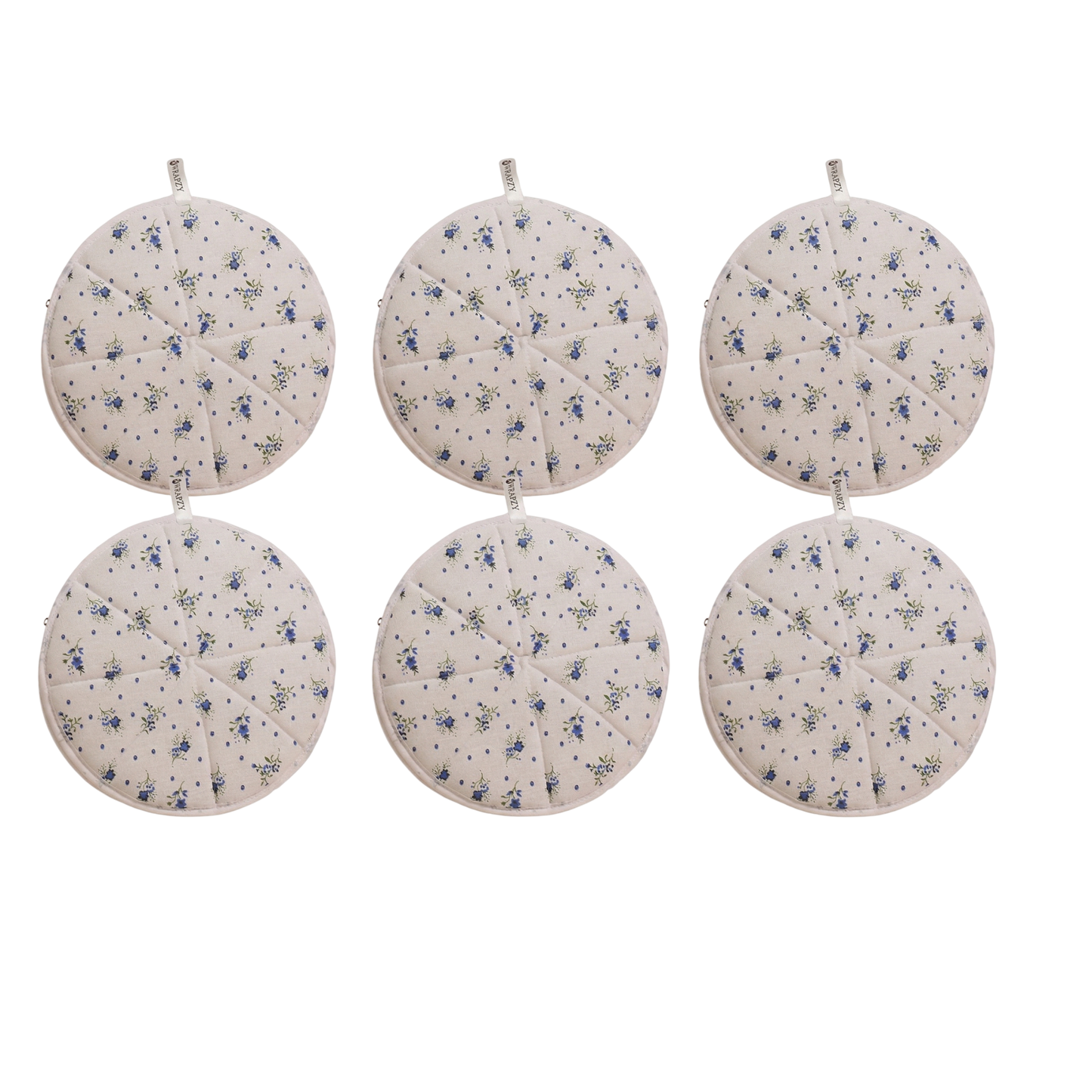 WRAPZY Cotton Roti Cover with Zip | Round Roti Cloth for Keeping Rotis Soft & Fresh | Used for Roti, Paratha, Puri, Naan & Bread | Washable & Reusable | 3 Colour Variants (BLUE, PACK OF:6)
