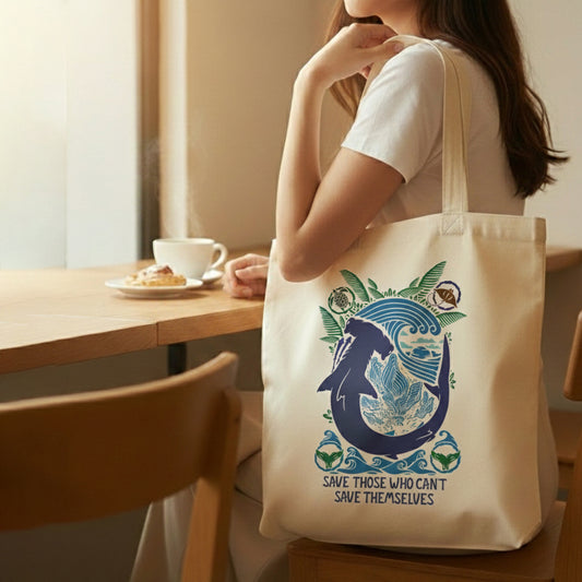 WRAPZY Premium Canvas Tote Bag for Women|Eco-Friendly, Reusable Tote Bag|Handbag for Women| Durable Shoulder Bag for Grocery, Travel, Work, School & Everyday Use | 16x14? (FISH, One Size)