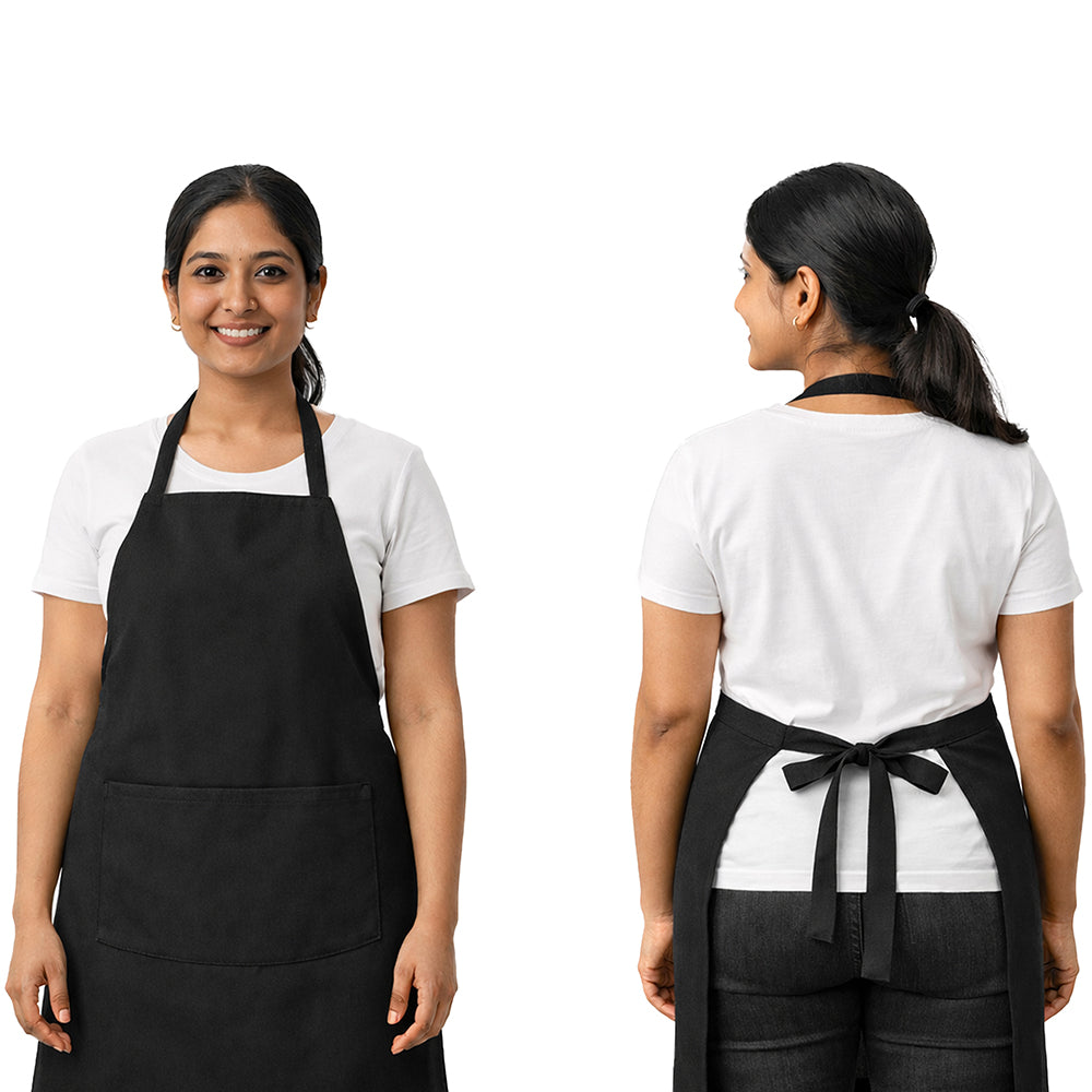 WRAPZY - Waterproof Unisex Solid Kitchen Apron for Men & Women with Adjustable Neck Strap - Apron for Chef - Cooking Apron for Men - Waterproof - Kitchen Dress for Women - Pack of 2 (Black)