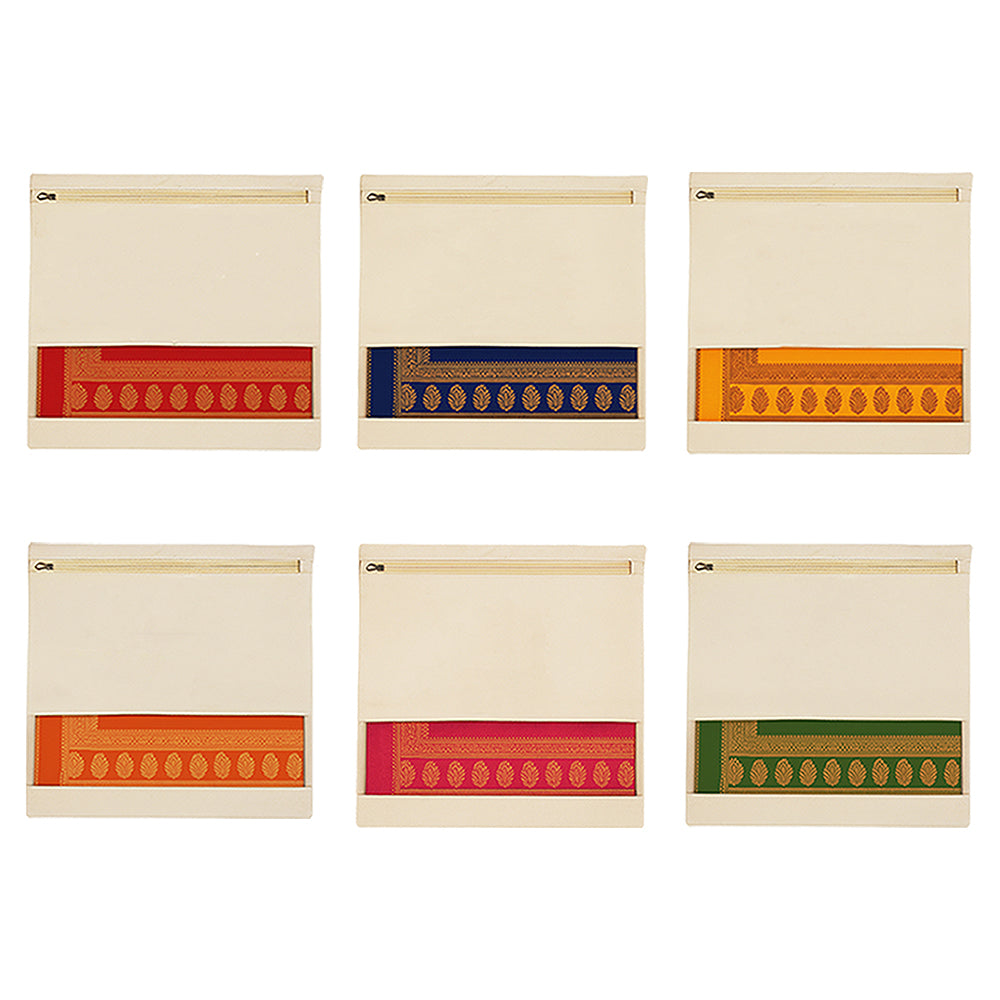 Wrapzy 100% Cotton Saree Cover with Zip| 16"?14"| Premium Zipper Saree Organizer with Transparent Net Window | Dust-Proof, Moisture-Resistant, Eco-Friendly Wardrobe Storage | Pack of 6