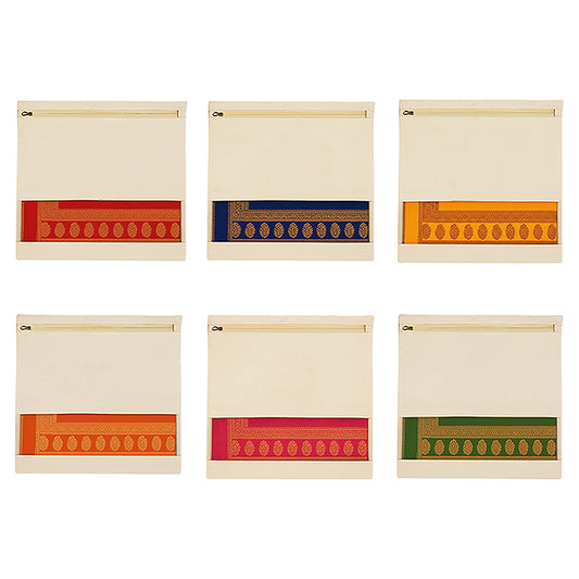 Wrapzy 100% Cotton Saree Cover with Zip| 16"?14"| Premium Zipper Saree Organizer with Transparent Net Window | Dust-Proof, Moisture-Resistant, Eco-Friendly Wardrobe Storage | Pack of 6