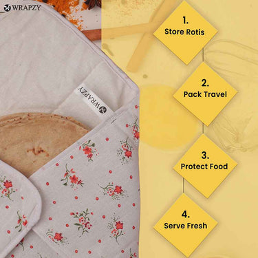 Wrapzy Pure Cotton Roti Cover - Wrapzy