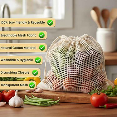 Wrapzy Cotton Mesh Produce Bags - Wrapzy