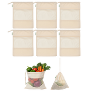 Wrapzy 100% Cotton Reusable Vegetable Bags for Fridge