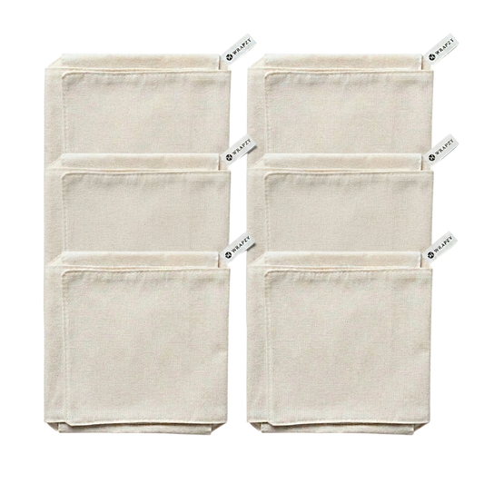 WRAPZY Double Layer Roti Cover | 100% Cotton 4-Flap Chapati Cloth (White) | Reusable, Washable Roti Rumal for Tiffin & Hot Case (Pack of:6)