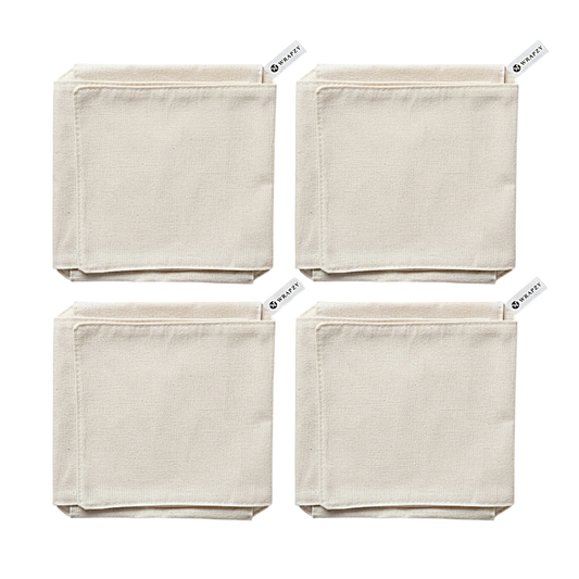WRAPZY Double Layer Roti Cover | 100% Cotton 4-Flap Chapati Cloth (White) | Reusable, Washable Roti Rumal for Tiffin & Hot Case (Pack of:4)