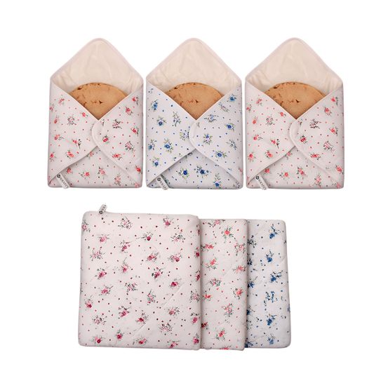 WRAPZY 100% Pure Cotton Roti Cover | Chapati Cloth for Roti, Paratha, Puri, Naan & Tortilla | Eco-Friendly Reusable Food-Safe Kitchen Cloth | Keeps Roti Soft & Fresh Naturally Pack of 6
