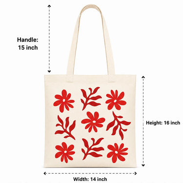 Wrapzy Red Daisy Pattern Tote Bag - Wrapzy