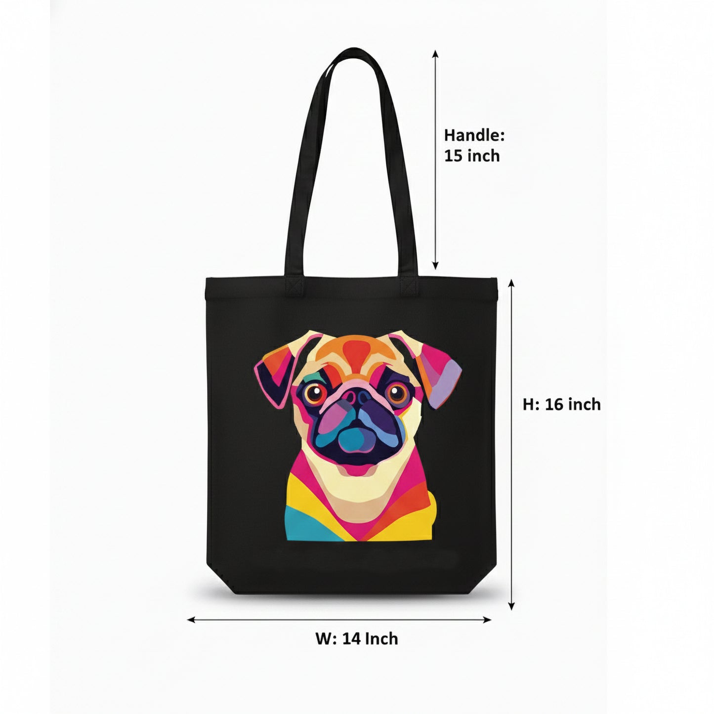 WRAPZY Black Canvas Tote Bag ? Handbags for Women | Large Printed Cotton Tote Bag for Shopping, College & Office | Reusable Everyday Carry Handbag (16 x 14 Inch) (PRINT1, One Size)