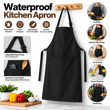 Wrapzy Solid Waterproof Kitchen Apron - Wrapzy