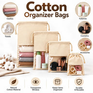 Wrapzy Cotton Organizer Bags with Clear Window