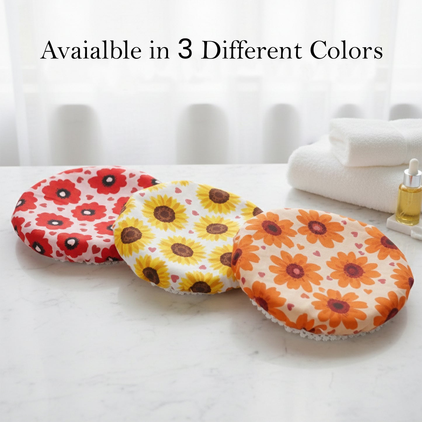 Shower Cap for Women Pack of 6 – Waterproof Reusable Bath Cap with Elastic Band, Free Size Hair Cover for Shower, Spa, Salon, Hair Treatment & Makeup