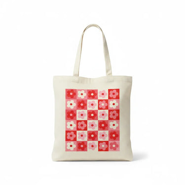 Wrapzy Checkerboard Daisy Tote Bag - Wrapzy