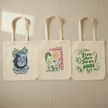 Wrapzy Tote Trio — Nature | 3 Nature Print Canvas Tote Bags - Wrapzy