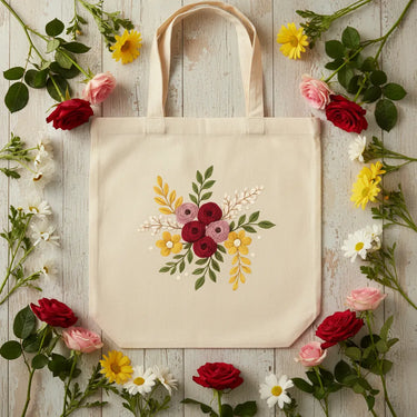Wrapzy Floral Embroidery Tote Bag - Wrapzy