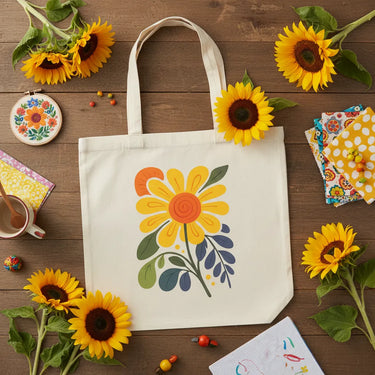 Wrapzy Folk Art Sunflower Tote Bag - Wrapzy