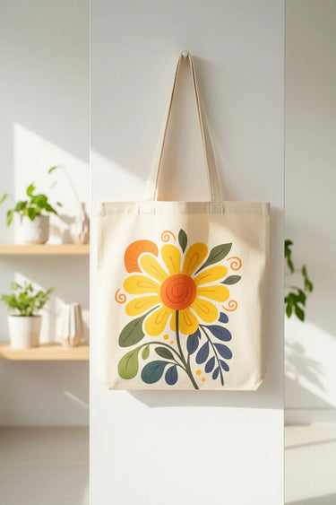 Wrapzy Folk Art Sunflower Tote Bag - Wrapzy