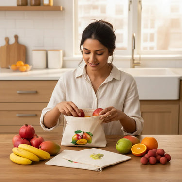 Wrapzy Eco Grocery Bundle | Vegetable Bag + Fruit Bag + Canvas Tote - Wrapzy