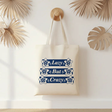 Wrapzy Lazy But Crazy Canvas Tote Bag - Wrapzy