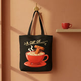 Wrapzy Black Print Canvas Tote Bag - Wrapzy