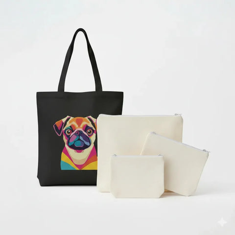 Wrapzy Gift Set — Tote + Pouch | Canvas Tote + Cotton Pouch - Wrapzy
