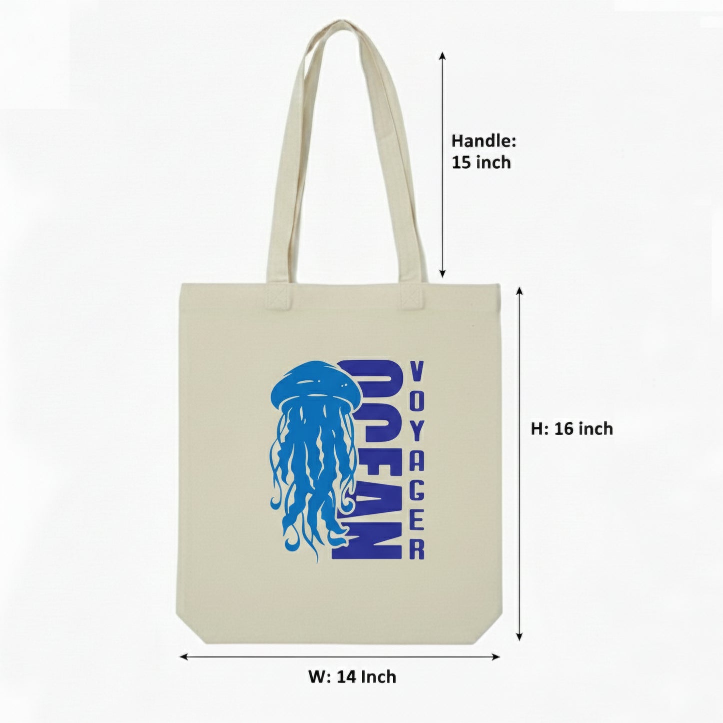 WRAPZY Premium Canvas Tote Bag for Women|Eco-Friendly, Reusable Tote Bag|Handbag for Women| Durable Shoulder Bag for Grocery, Travel, Work, School & Everyday Use | 16x14? (OCEAN-3, One Size)