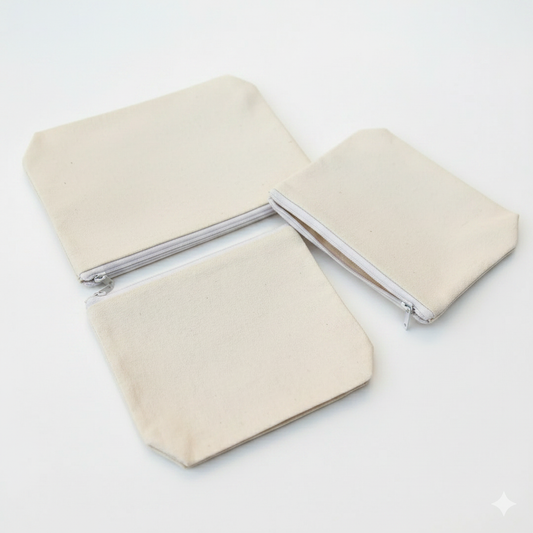 Minimal canvas zipper pouch redesigned premium product shot