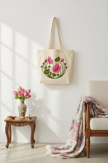 Wrapzy Lotus Bloom Tote Bag - Wrapzy