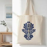 Wrapzy Navy Folk Art Tote Bag - Wrapzy
