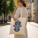 Wrapzy Navy Folk Art Tote Bag - Wrapzy