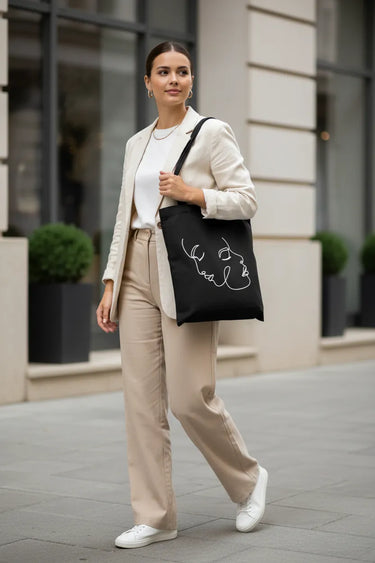 Wrapzy One Line Art Face Tote Bag - Wrapzy
