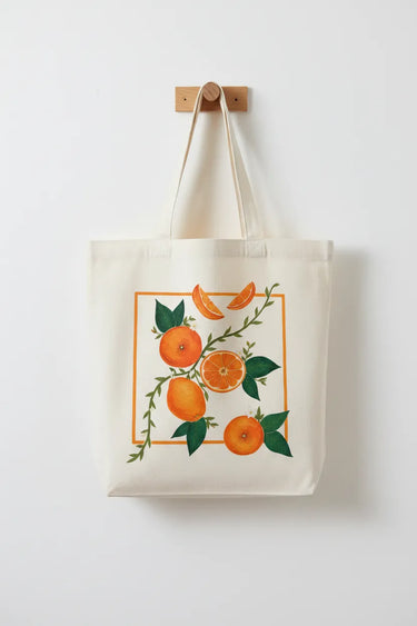 Wrapzy Orange Botanical Tote Bag - Wrapzy
