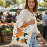 Wrapzy Orange Botanical Tote Bag - Wrapzy